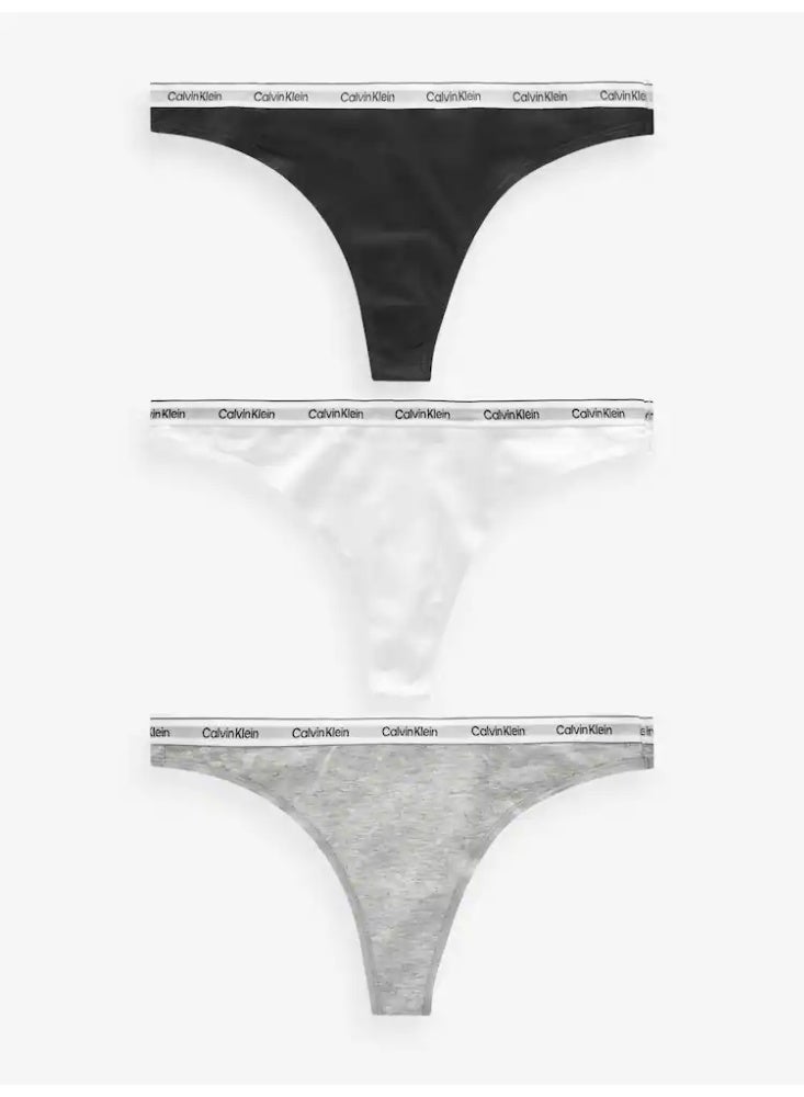 كالفن كلاين بيرفورمانس طقم بانتي سترينج حريمي  من 3 قطع قطن ناعم، تصميم مريح، خامة عالية الجودة، مثالي للاستخدام اليومى - مقاس لارج - Image 1